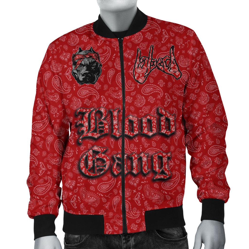 (Custom) Blood Gang Bomber Jacket Red Bandana A31