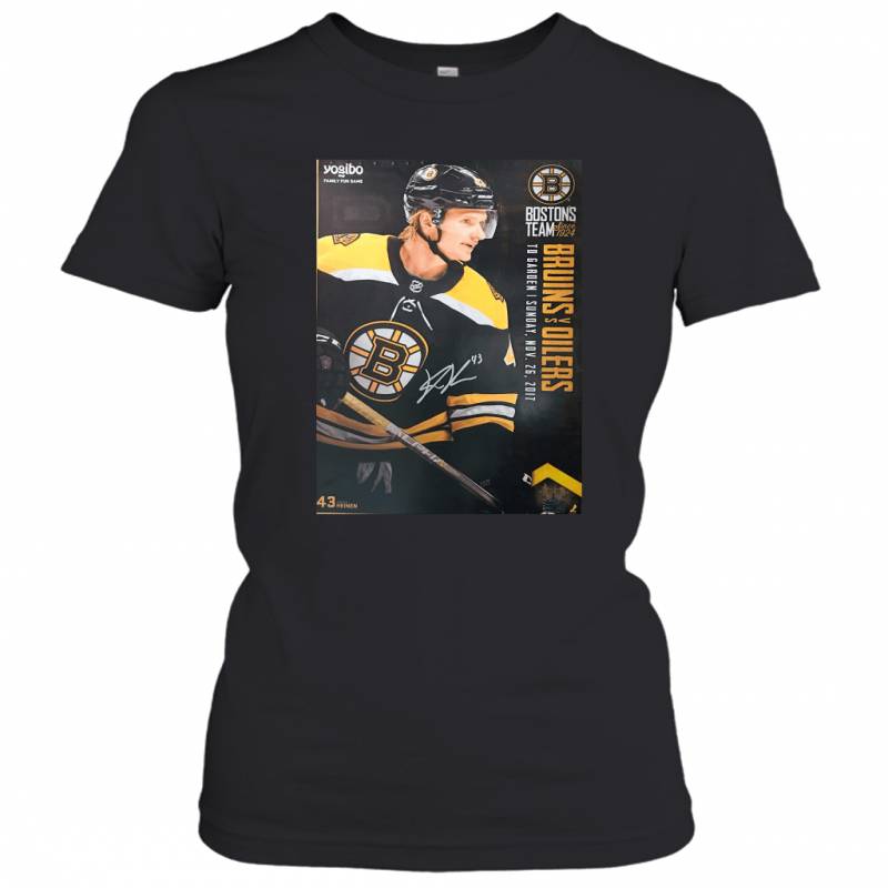 Danton Heinen Boston Bruins Signed Autographed 2017 18 Game Day Women’s T-Shirt