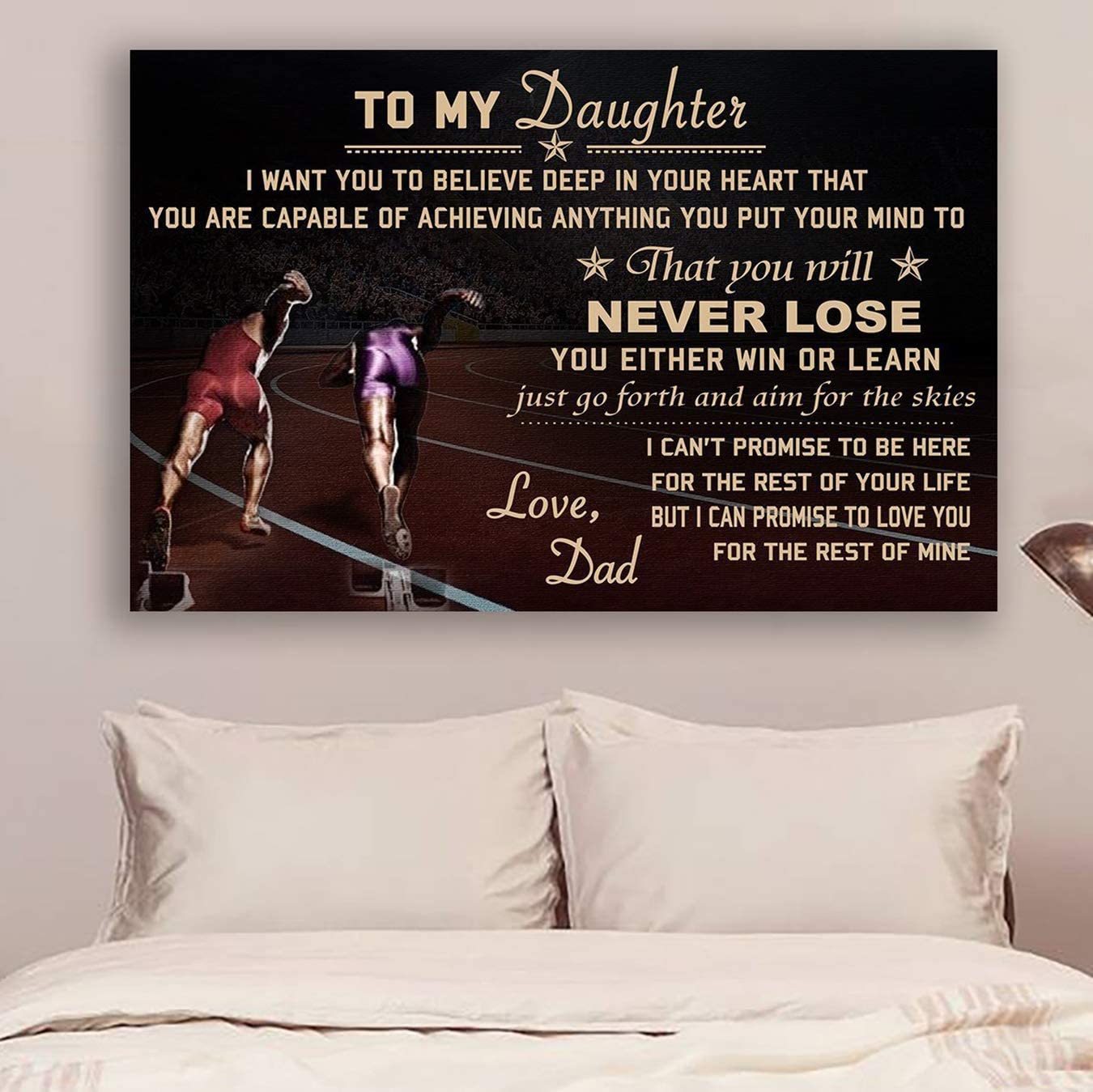 Poster for Room Aesthetic -Command Strips Wall Decor – Cv799 Lh Athletics Poster – Dad to Daughter – Never Lose