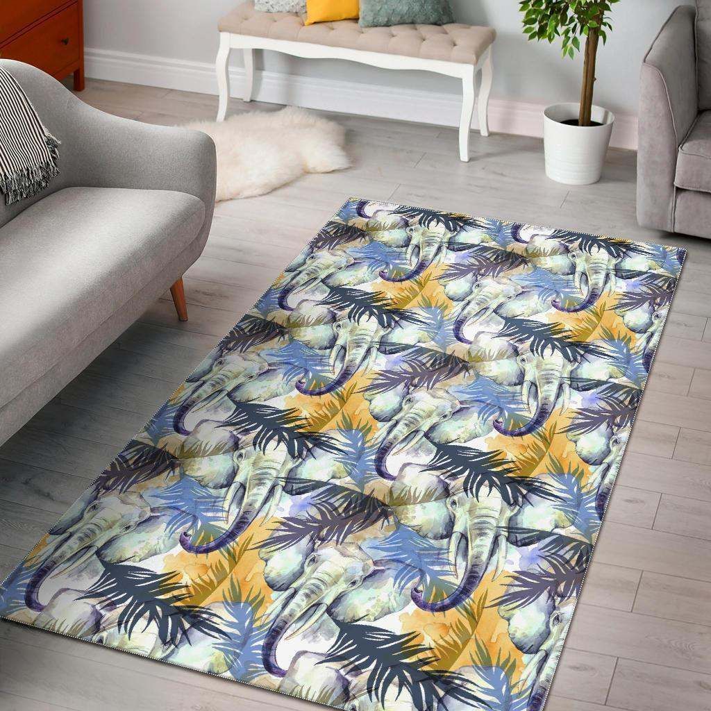 Tropical Palm Leave Elephant PR Rug CAMLIVG