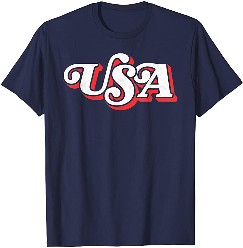 Vintage USA Retro Typography Patriotic 4th of July 80’s T-Shirt