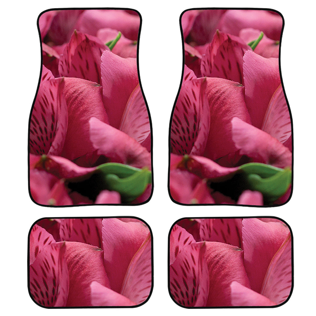 Burgundy Alstroemeria Print Front And Back Car Floor Mats, Front Car Mat