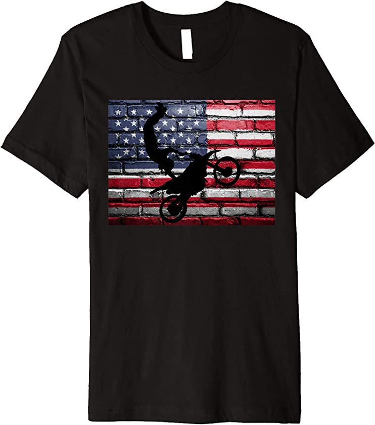 American Flag Dirtbike Motocross Motorcycle Vintage T-Shirt