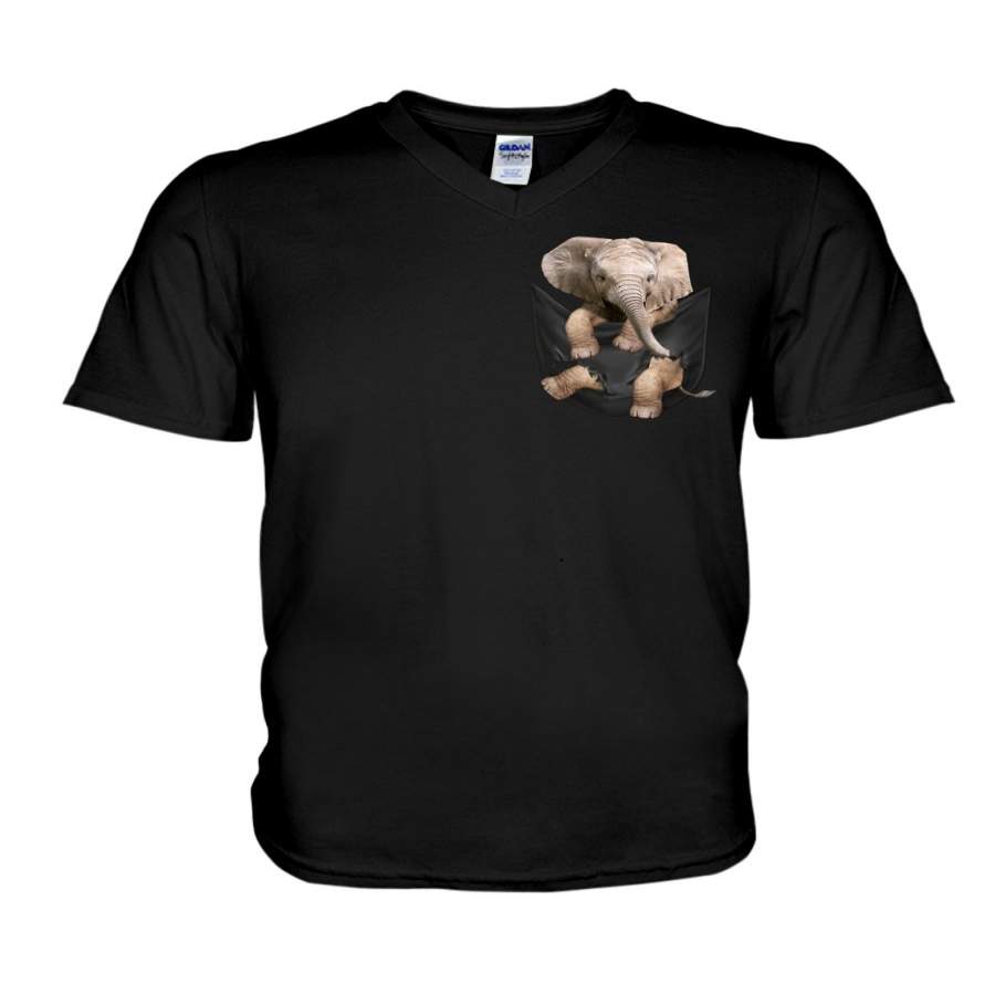 Small Elephant In Pocket For Elephant Lovers Guys V-Neck