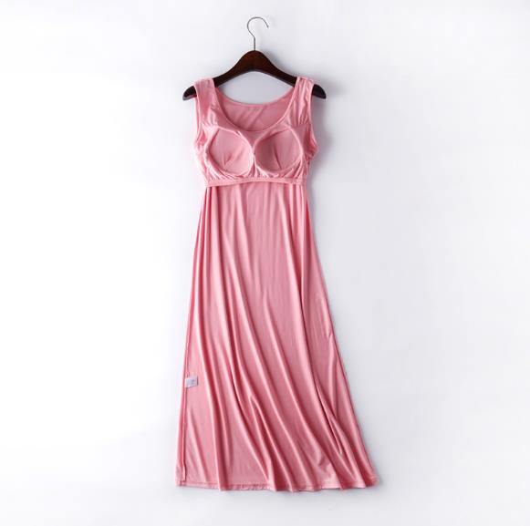 Women sexy nightwear bra padded long dress sleeveless summer nightdress large size modal cotton nightgowns female sleepwear 4XL alx