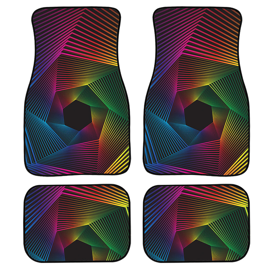 Colorful Edm Geometric Print Front And Back Car Floor Mats, Front Car Mat