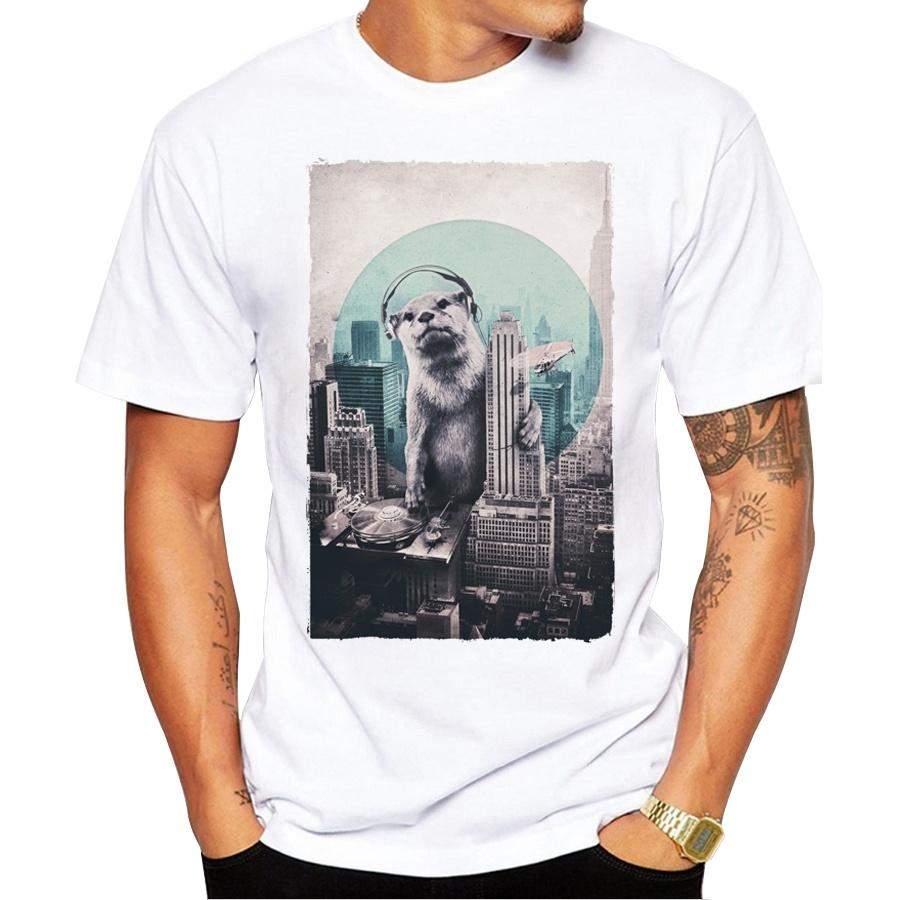 Summer Men Retro T Shirts Newest Fashion Vintage Dj Sloth Design T-Shirt Short Sleeve Tops Cool Male Tee