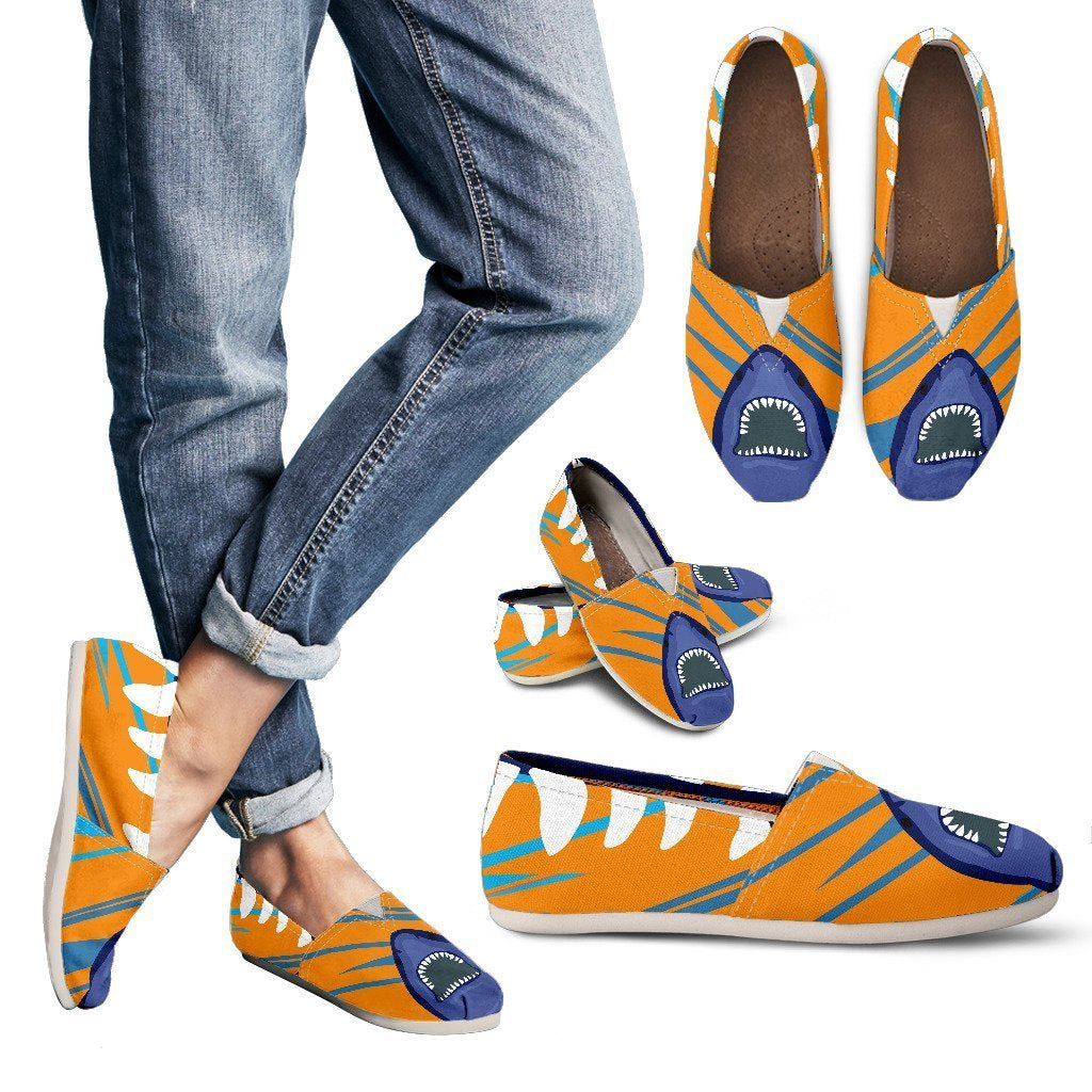 Blue Shark Pattern Tote Women Casual Shoes