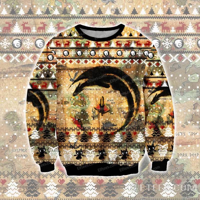 Toothless Heart Of A Chief Soul Of A Dragon Knitting Pattern 3D Print Ugly Christmas Sweater – TD94