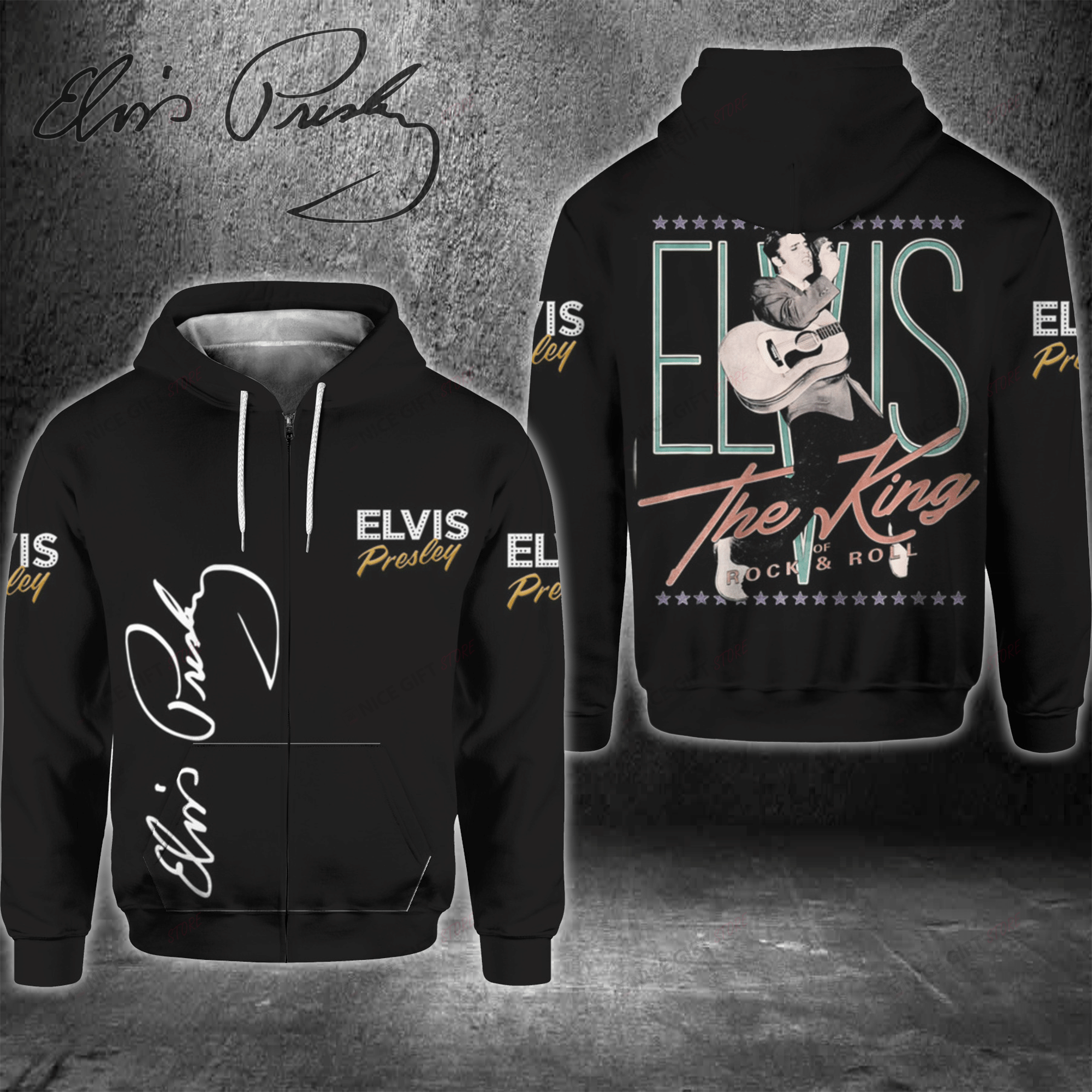 Elvis Presley Zip Hoodie 3D 3Zh-C0C7