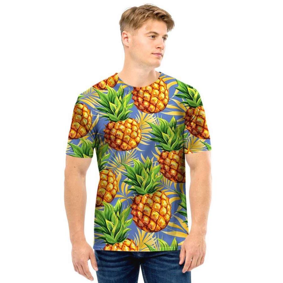 Yellow Pineapple Hawaii Print Men T Shirt Ha101886