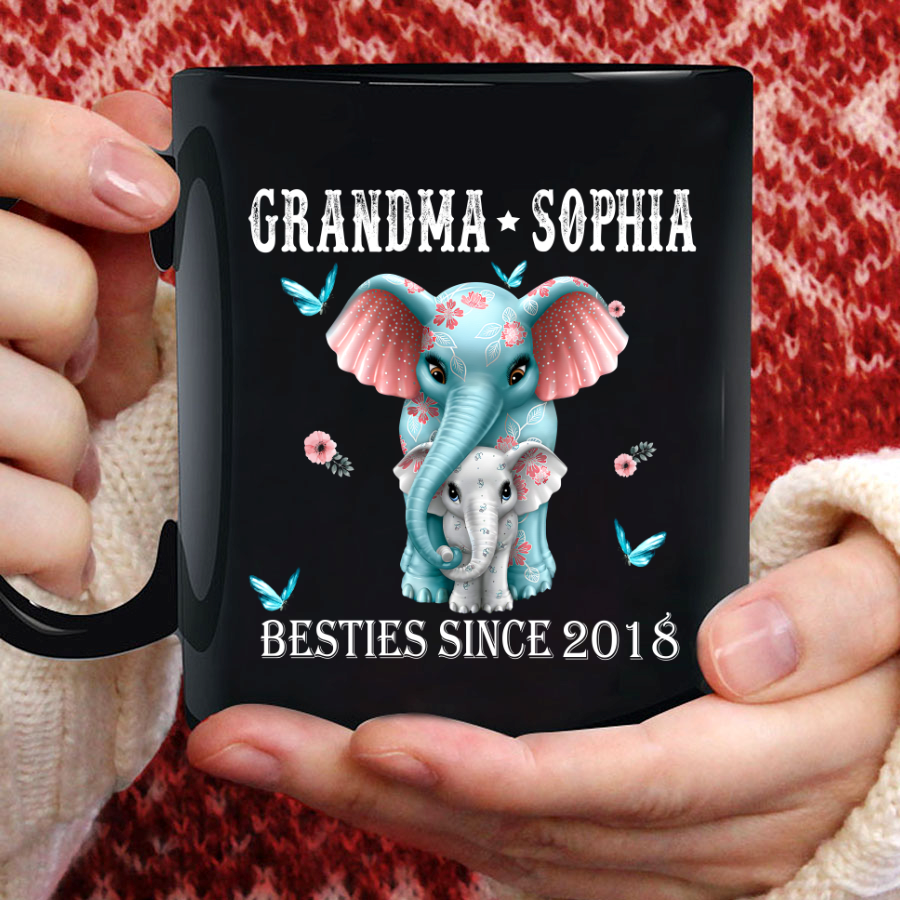 Grandma And Grandkid Besties Since Elephant Mug