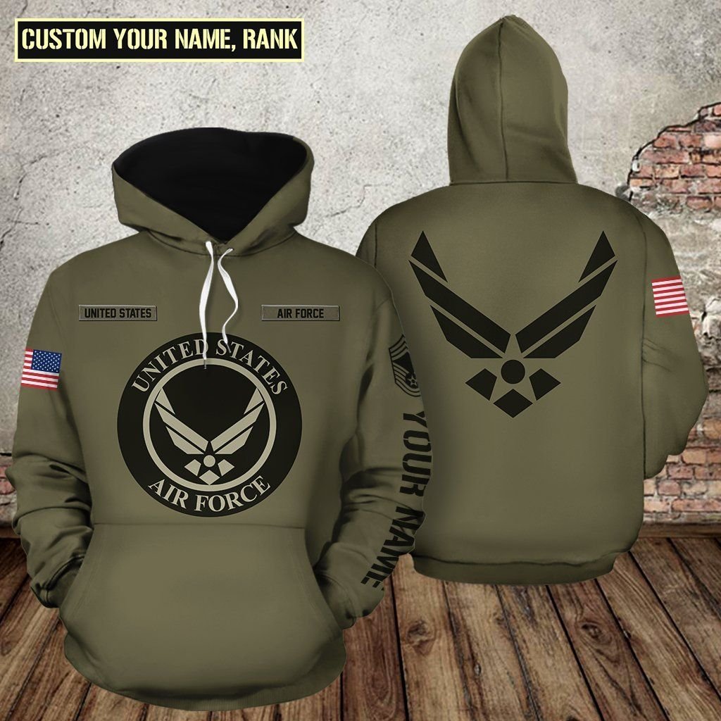 U.S AIRFORCE 3D HOODIE – CUSTOMIZED NAME & RANKS