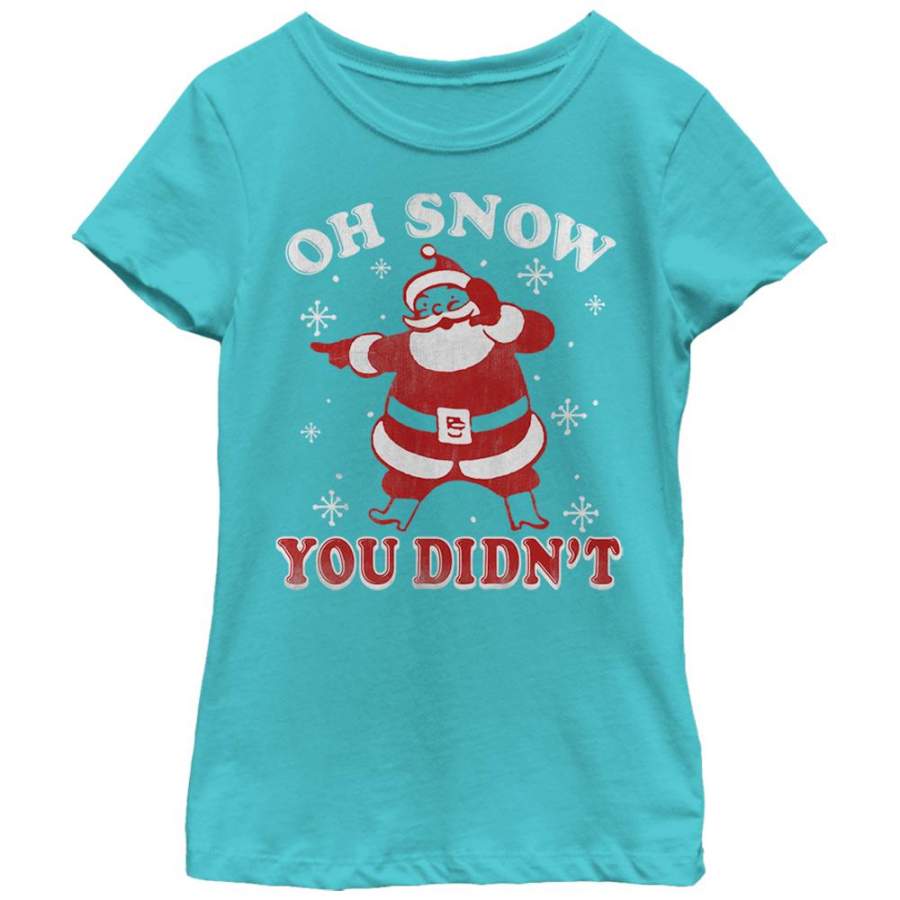 Lost Gods Girl’s Christmas Snow You Didn’t  T Shirt Tahiti Blue XS