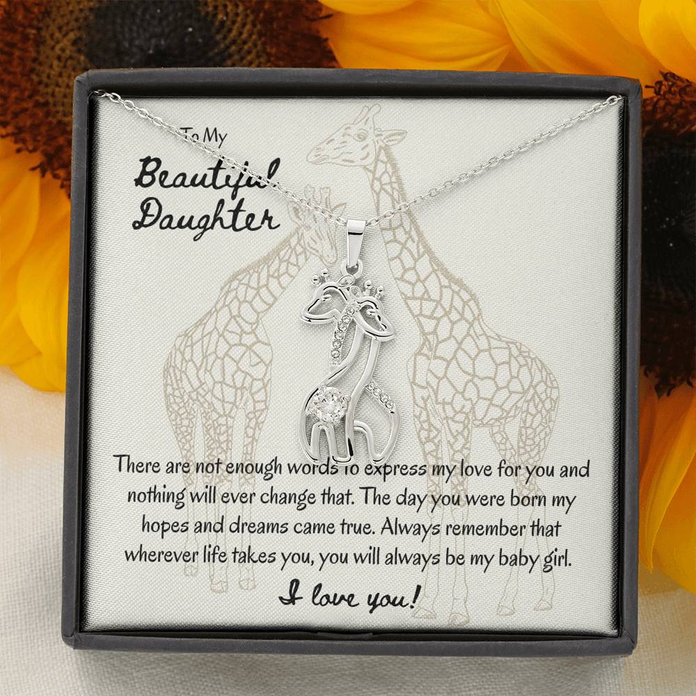 Giraffe Necklace Gift Set To My Beautiful Daughter