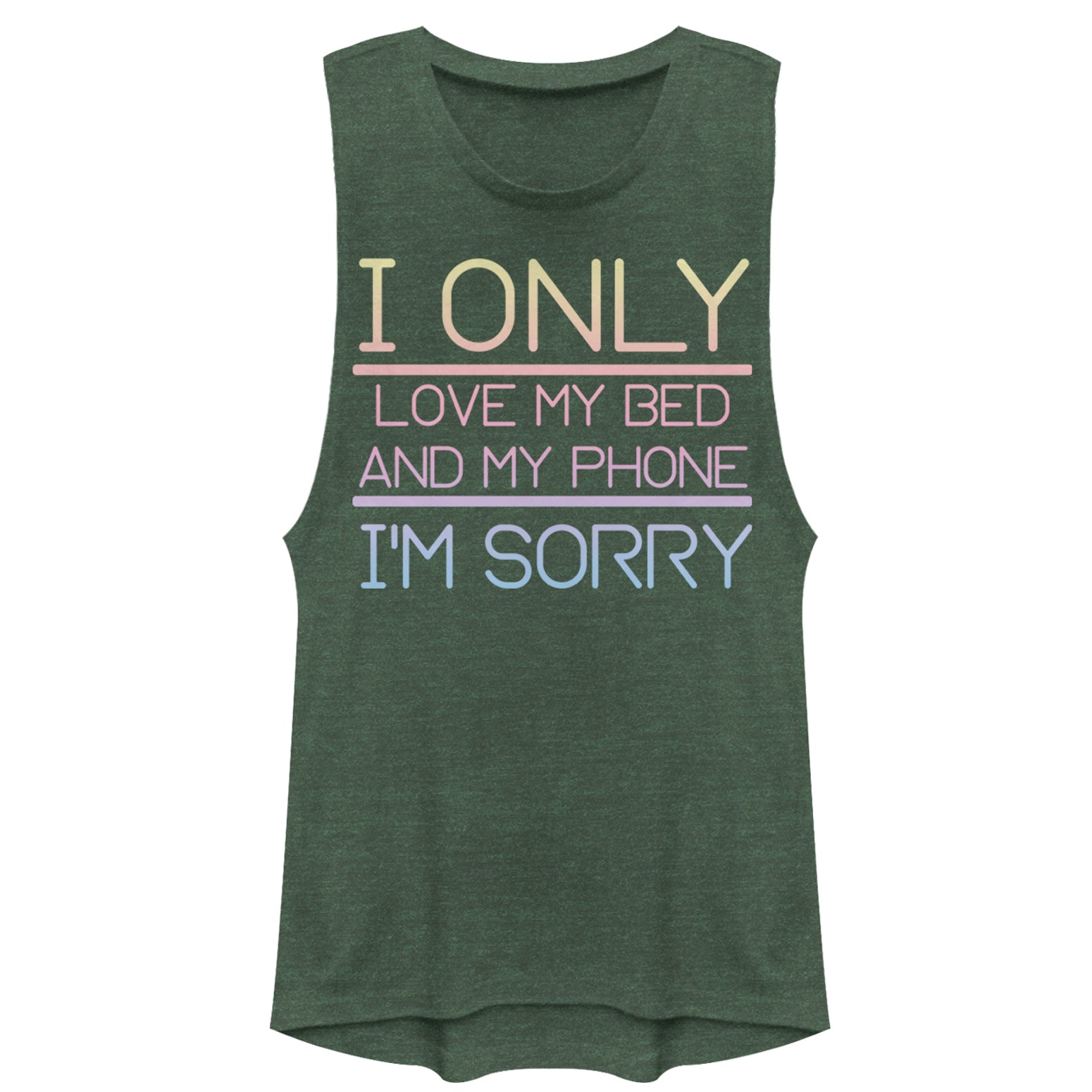 Chin Up Junior’S Sorry I Love My Bed And Phone  Festival Muscle Tee