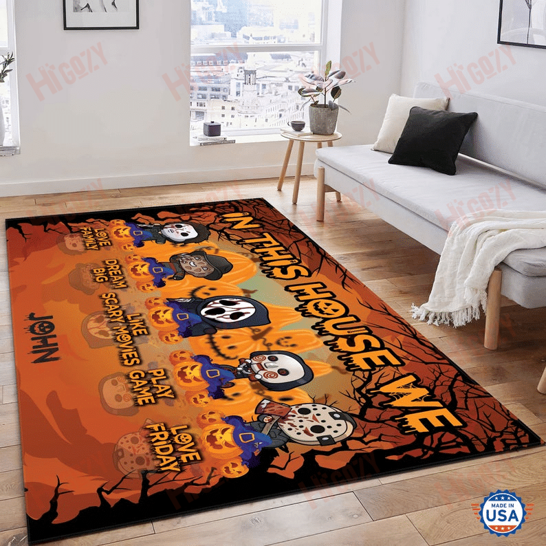 Personaliezed Chibi Halloween Horror Characters Rug