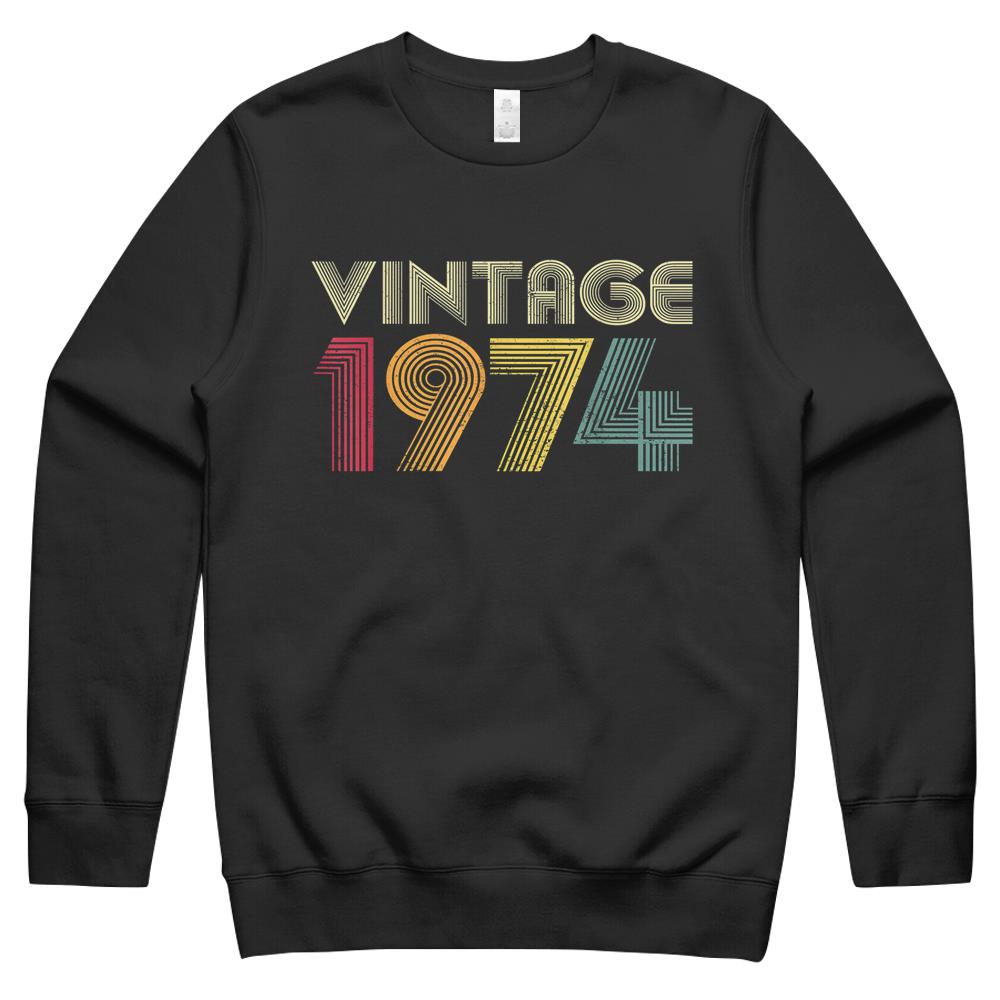 45th Birthday Gift Vintage 1974 Retro Men Women Mom Dad Crewneck Sweatshirt