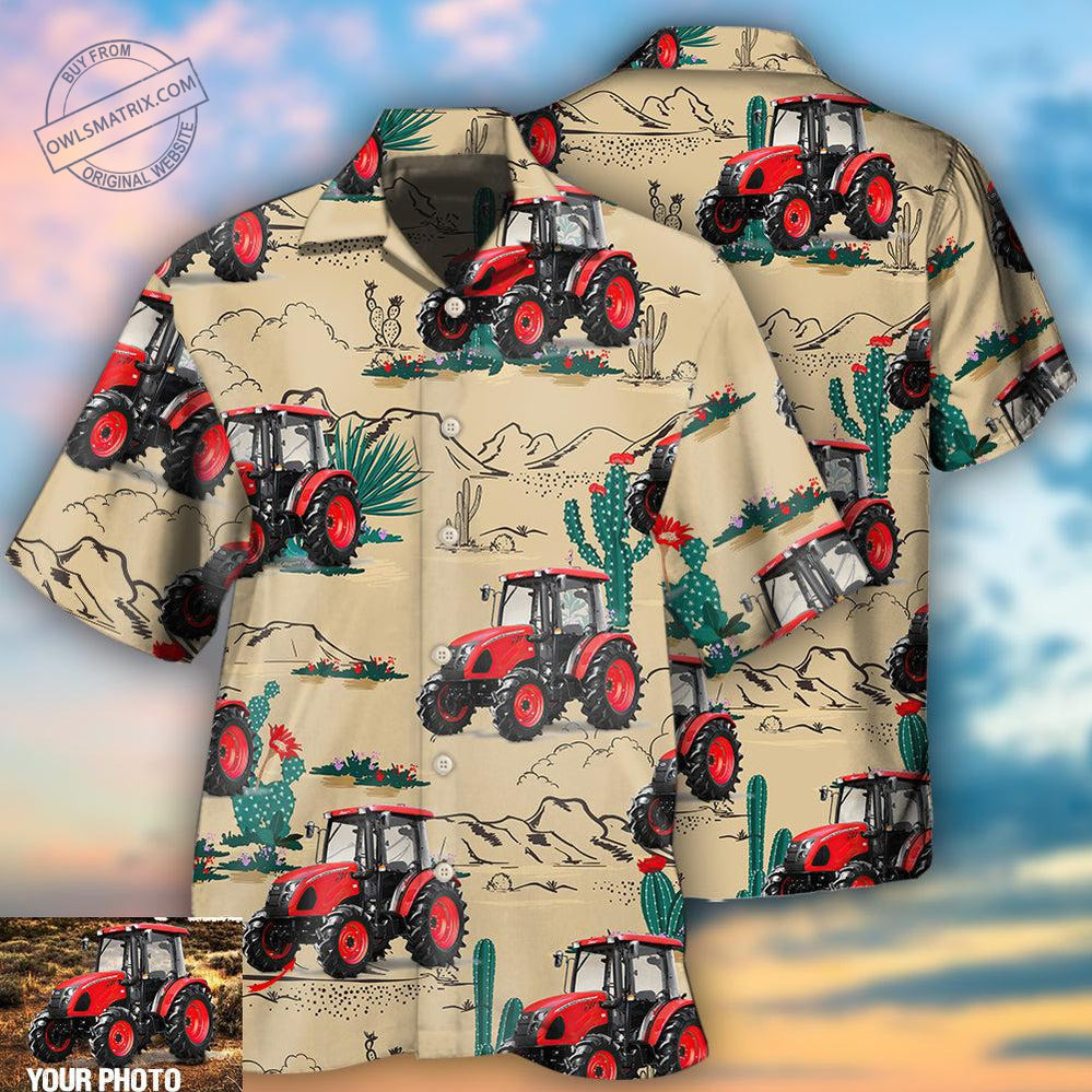 Tractor On The Desert Basic Style Custom Photo Hawaii Shirt Ha94803