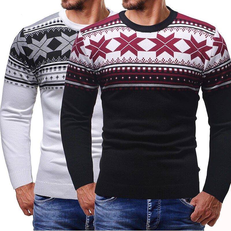 2020 Men Sweater Christmas Clothing Casual Personality Holiday Party European and American Folk Style Knitted Pullover Shirt alx