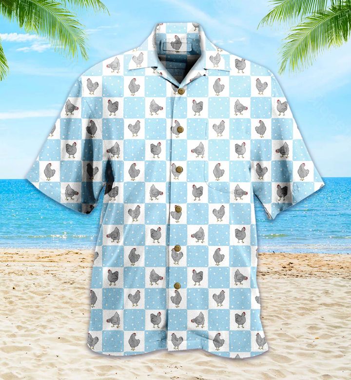Seamless Farm Chicken Pattern Hens Nw Hawaiian Shirt 3D