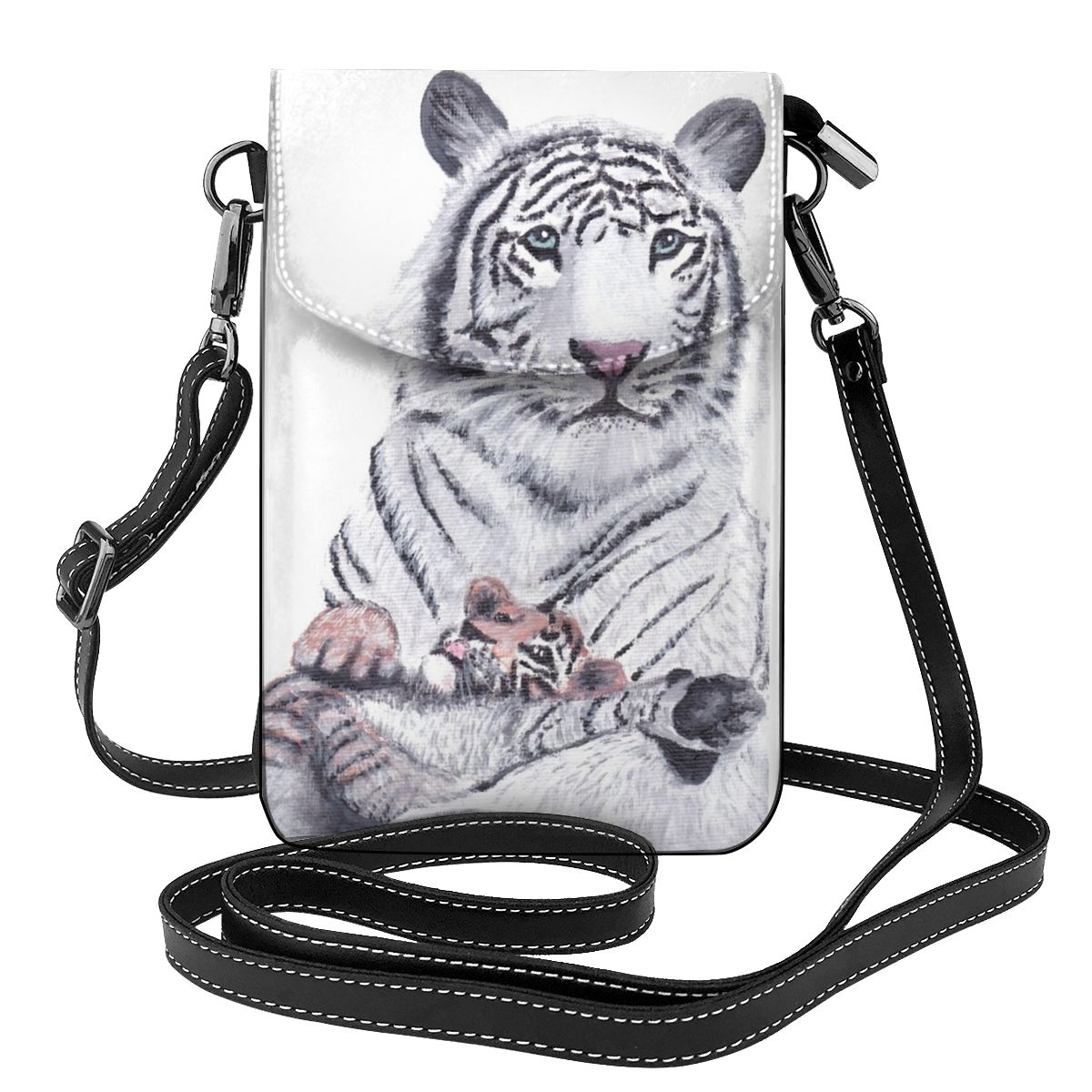 Tiger Walk Shoulder Bag Animal Office Leather Women Bags Female Gifts Vintage Purse alx