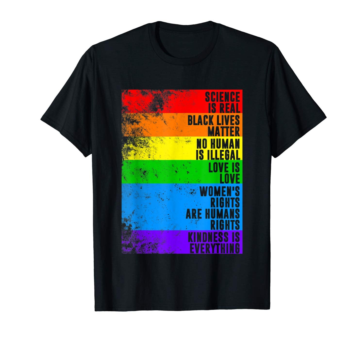 MALE Distressed Science Is Real Black Lives Matter Pride T Shirt T-Shirt