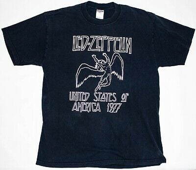 Vtg 2003 Led Zeppelin “united States Of America 1977 Tour” Reprint Faded Black L T-shirt 9419