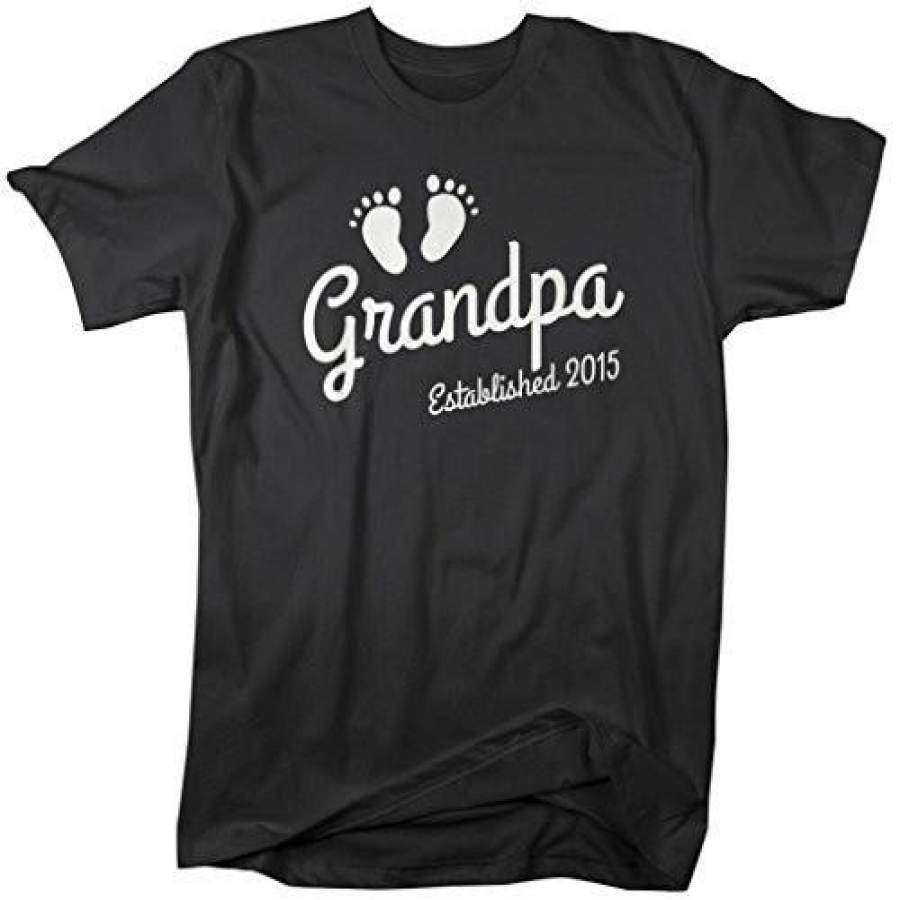 Shirts By Sarah Men’s Grandpa Established 2015 T-Shirt Baby Feet Cute Shirts