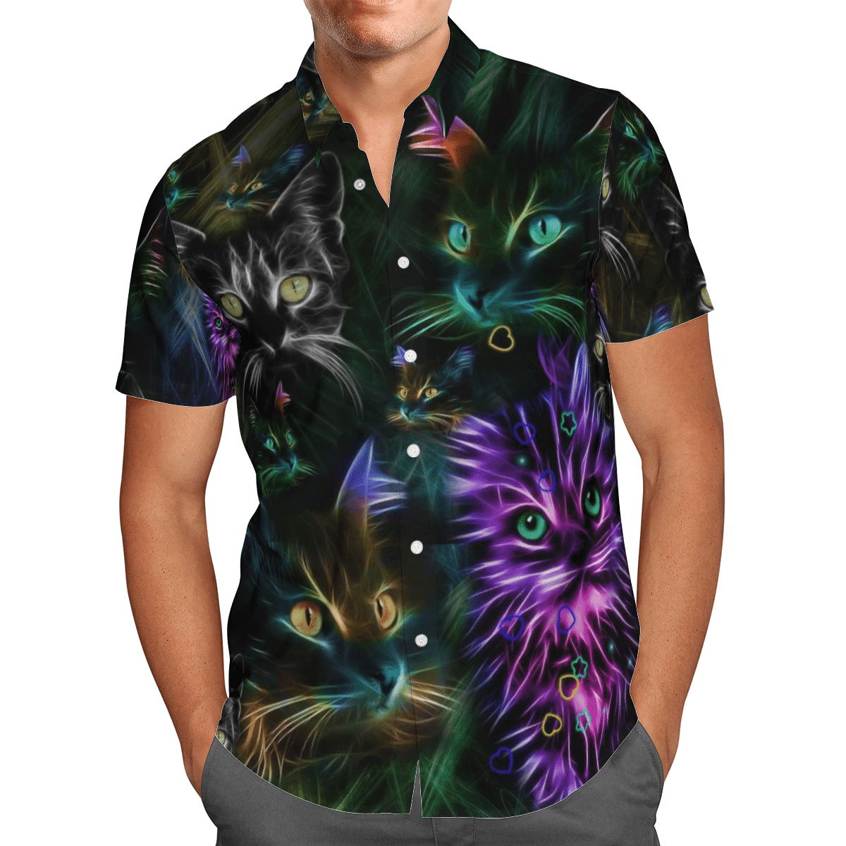 Amazing Cats Neon Hawaiian Shirt