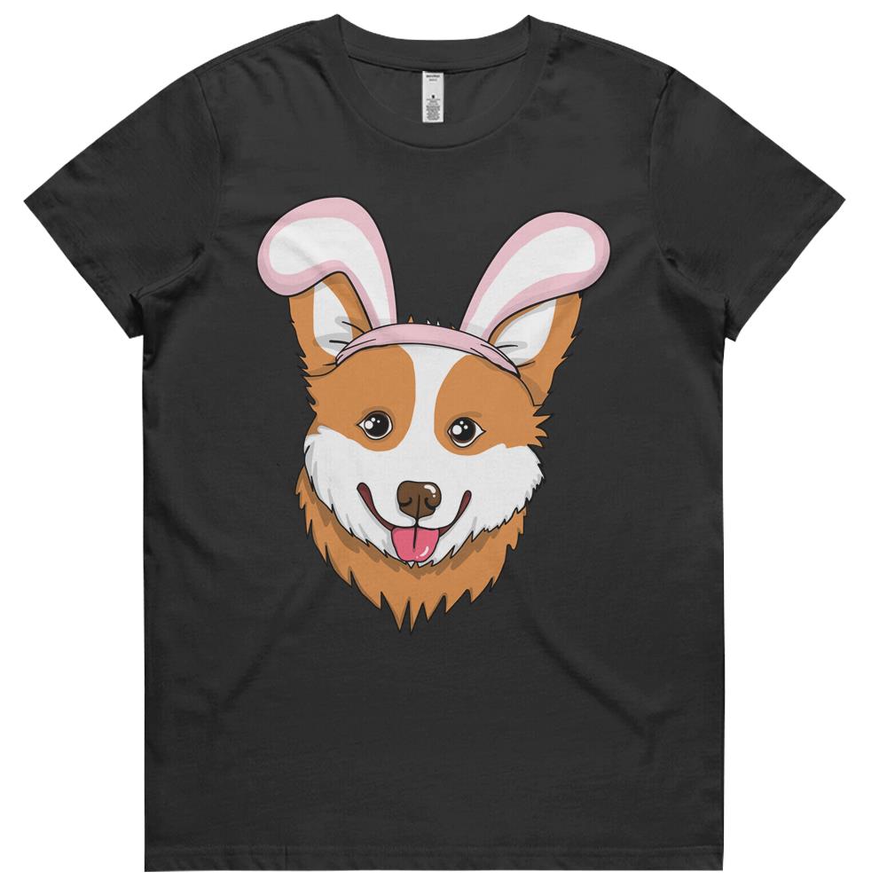 Cute Easter Corgi Dog Bunny Ears Rabbit Womens Tshirts