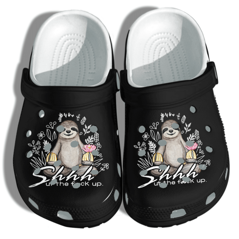 Funny Sloth Shut Up Custom Shoes Funny – Hippie Sloth Be Kind Outdoor Shoes Gifts Men Women