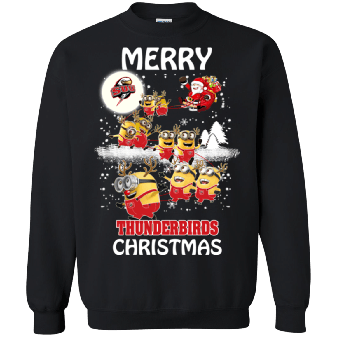 Perfect Southern Utah Thunderbirds Minion Ugly Christmas Sweaters Santa Claus With Sleigh Sweatshirts