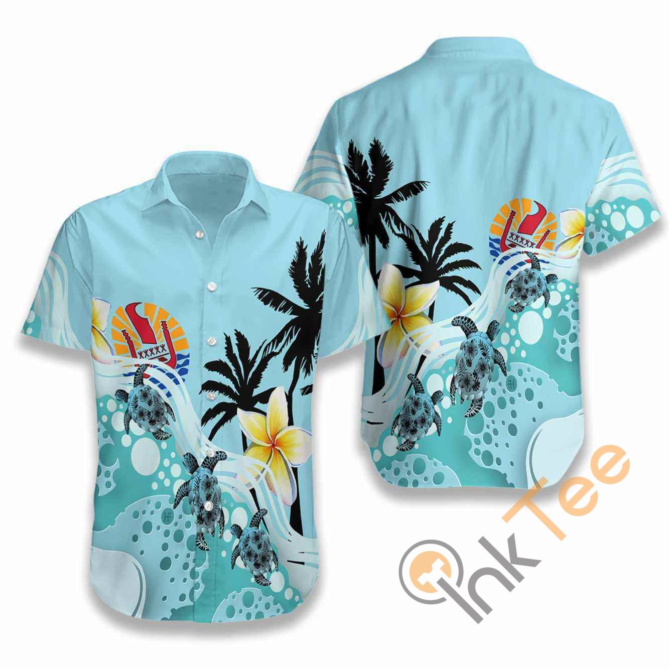 Tahiti Blue Turtle Hibiscus Hawaii Shirts Ha50684