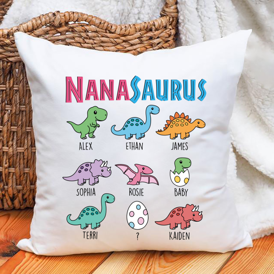 Grandmasaurus And Kids Personalized Indoor Pillow