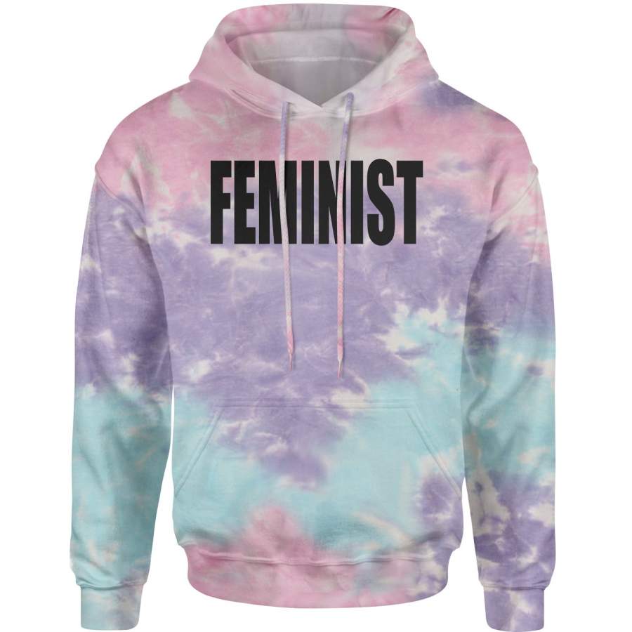 (Black Print) Feminist  Tie-Dye Adult Hoodie Sweatshirt