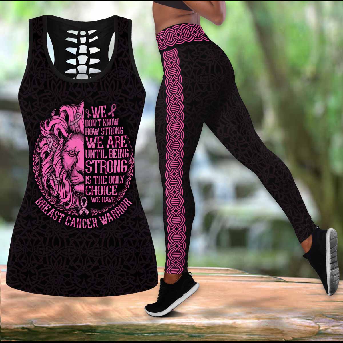 ViticStore™ lion Breast cancer awareness – hot pink ultra-soft plus size tank top leggings