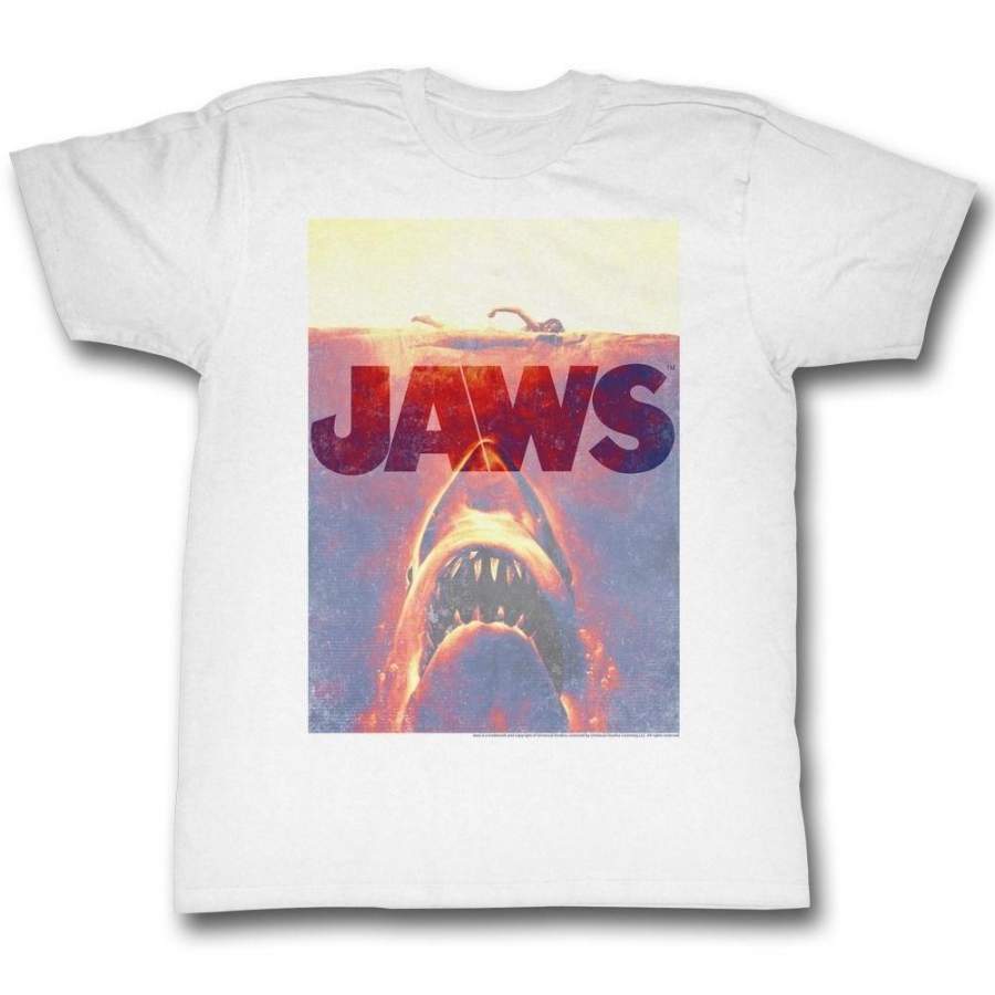 Jaws Vintage Movie Poster Licensed Adult Shirt S-xxxl Graphic Tee Cool Tops O Neck T Shirts for Men