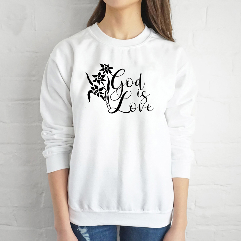 Tumblr Gift Tops God Is Love Flowers Sweatshirt Women 2020 Casual Funny Slogan Graphic Young Hipster Tumblr Pullovers alx