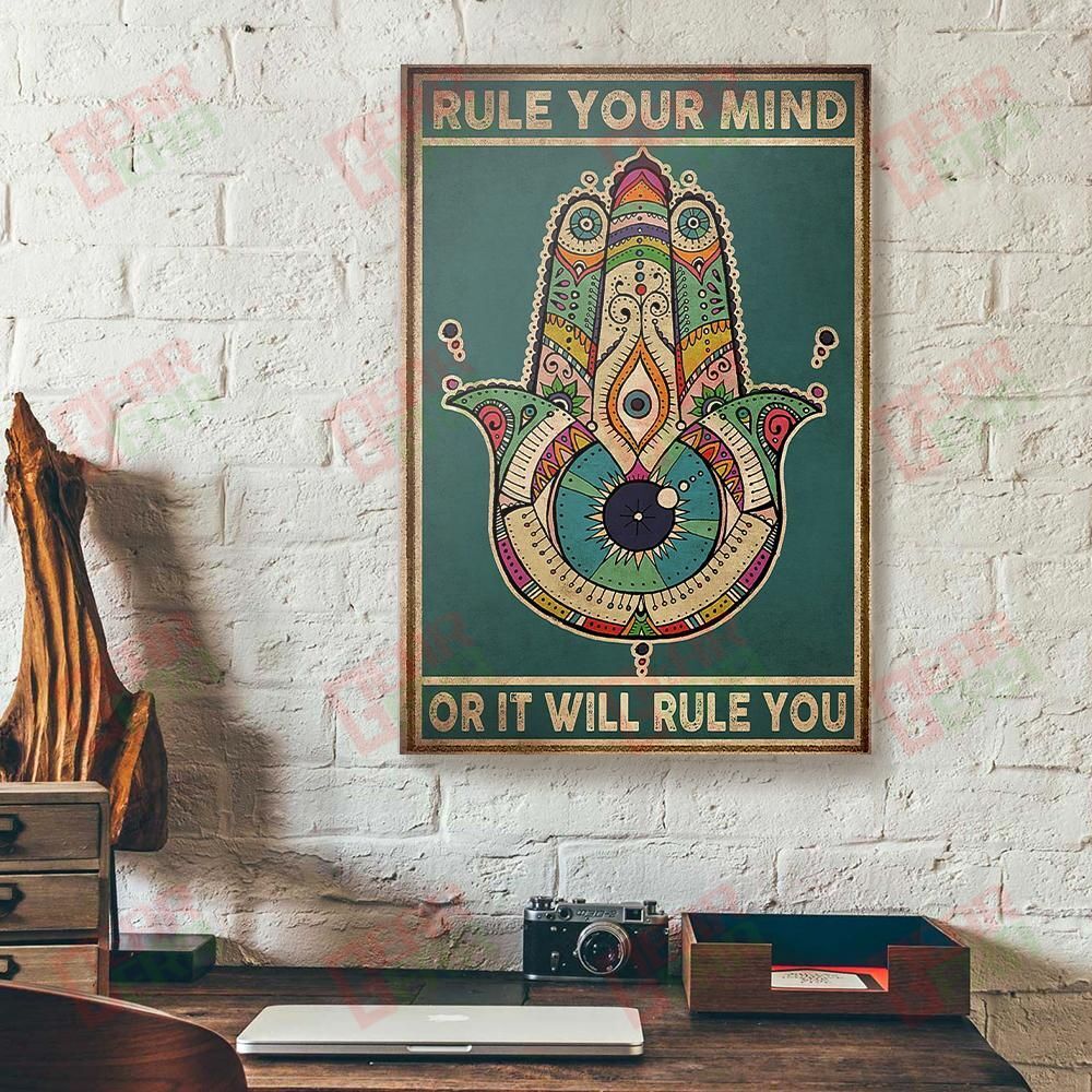 Canvas Prints Rule Your Mind Or It Will Rule You Hippie Hasma Hand Yoga Canvas Pretty Living Room Bedroom Bathroom Home Decoration