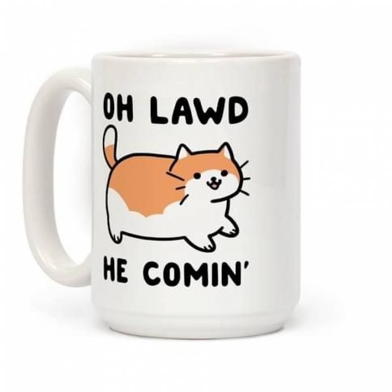 Oh Lawd He Comin’ Cute Bicolor Cat Chubby Cat Lovely Fluffy Cat Cute Fur Ball Smiling Cat Little Kitten Lovely Kitty Adorable Gift For Cat Lovers White Mug Or Color Changing Mug Cc