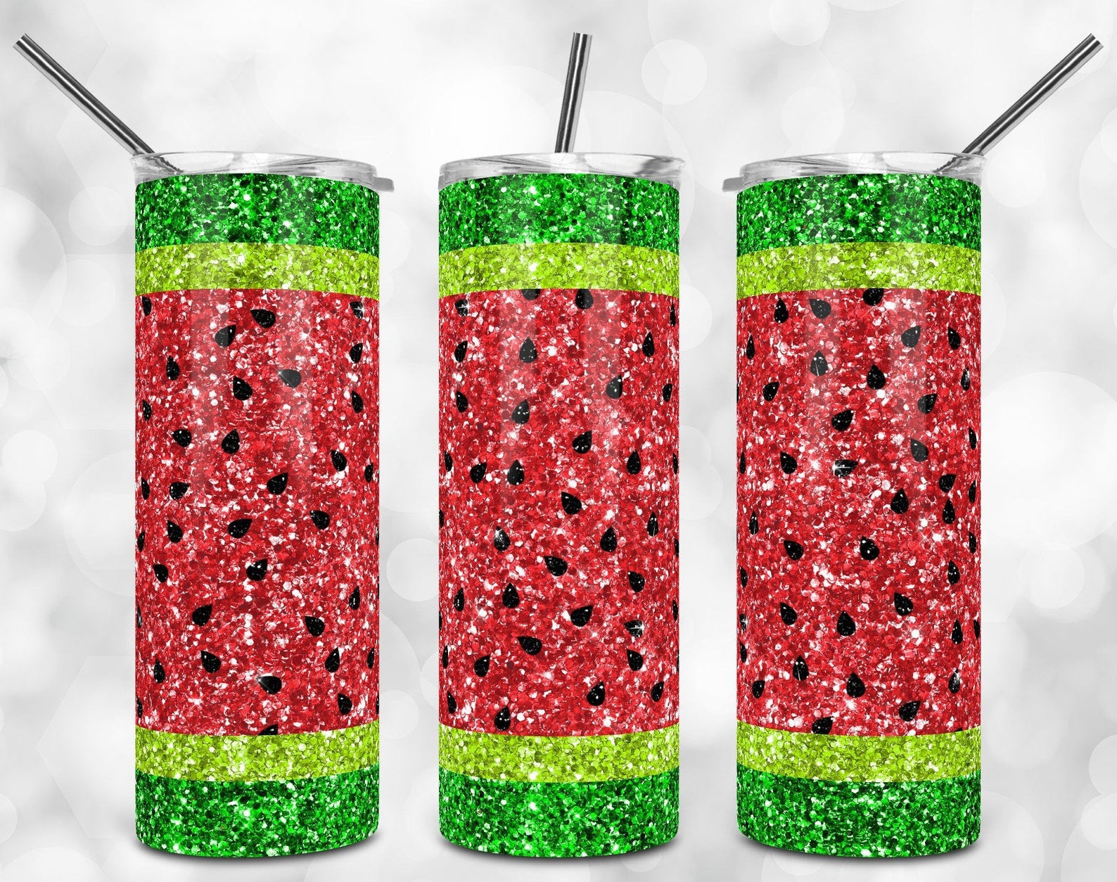 Watermelon Glitter 20Oz Skinny Tumbler