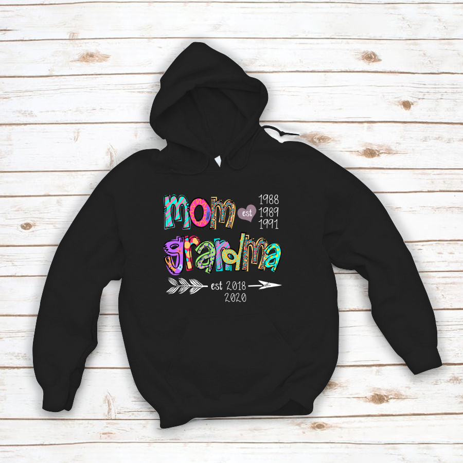 Mom Grandma Est Colorful Mother’S Day Custom Hoodie