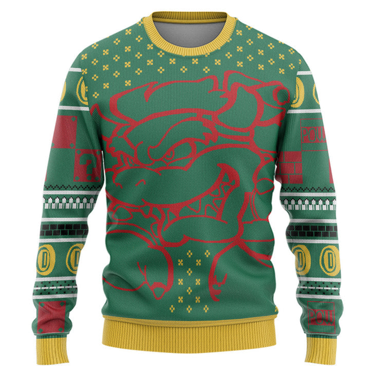 Waybackapparel  Uper Mario Bowser Knitted Christmas Ugly Custom Ugly 3D All Over Print