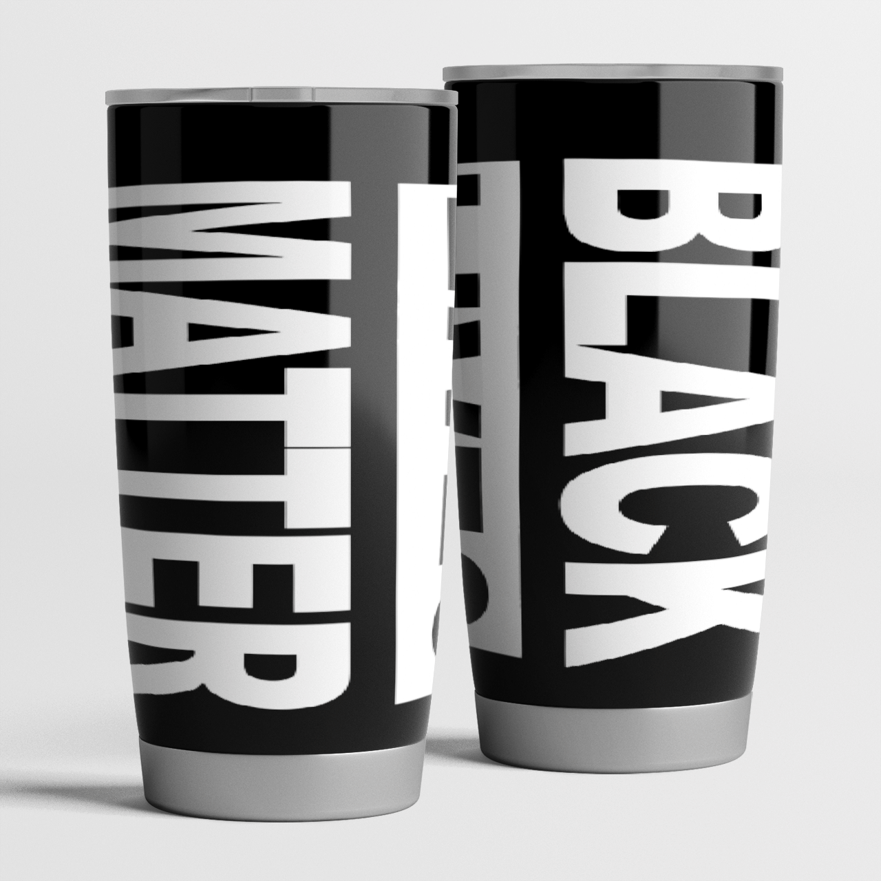 Black Lives Matter White Letter 3D Personalized Stainless Steel Tumbler Customize Name, Text, Number 20Oz