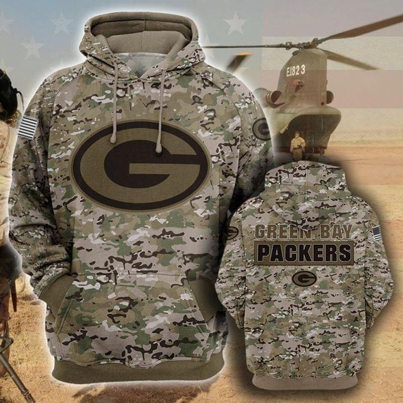 Green Bay Packers Camouflage Veteran 3D T Shirt Hoodie Sweater 3D Hoodie Sweater Tshirt