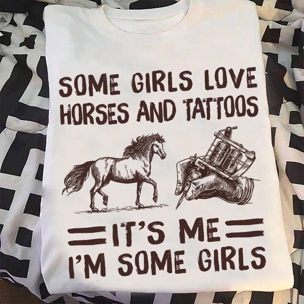 Some Girl Loves Horse And Tattoos It’S Me Funny Gift Standard/Premium T-Shirt Hoodie