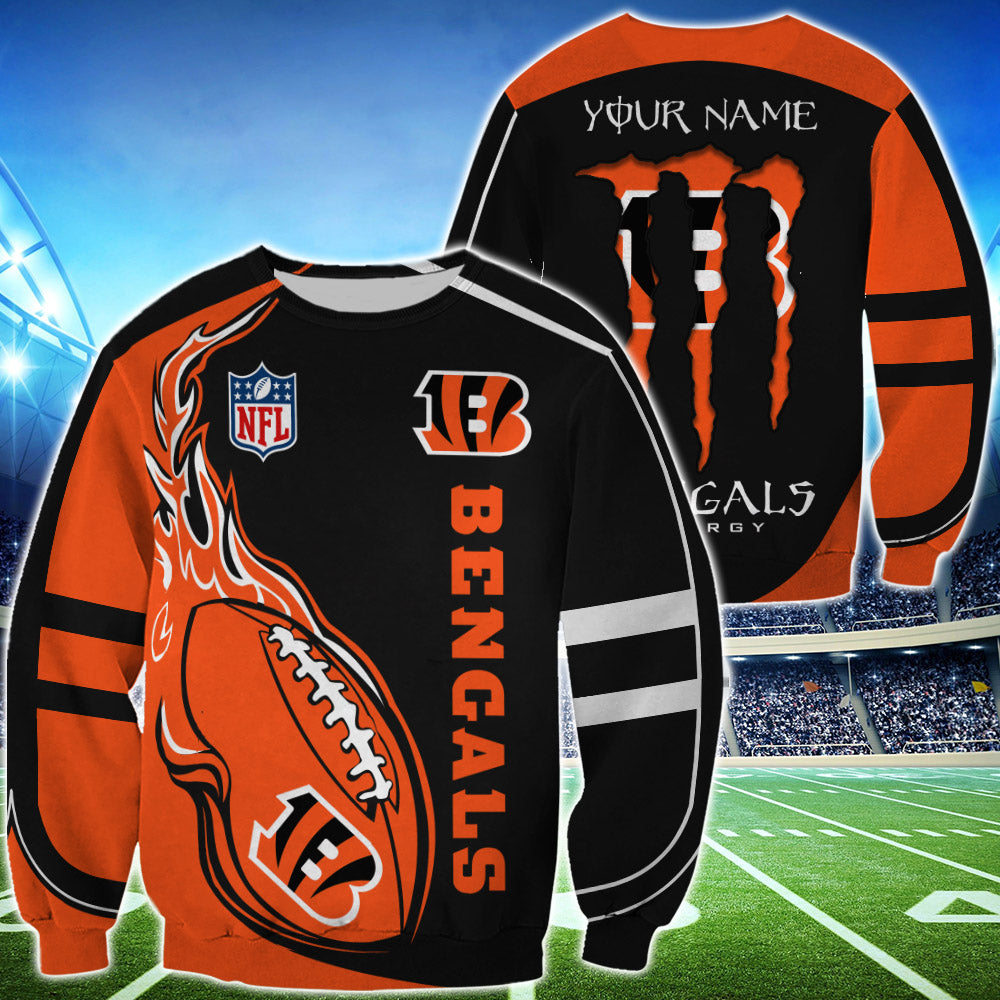 Monster Energy Cincinnati Bengals Sweatshirt Custom Name