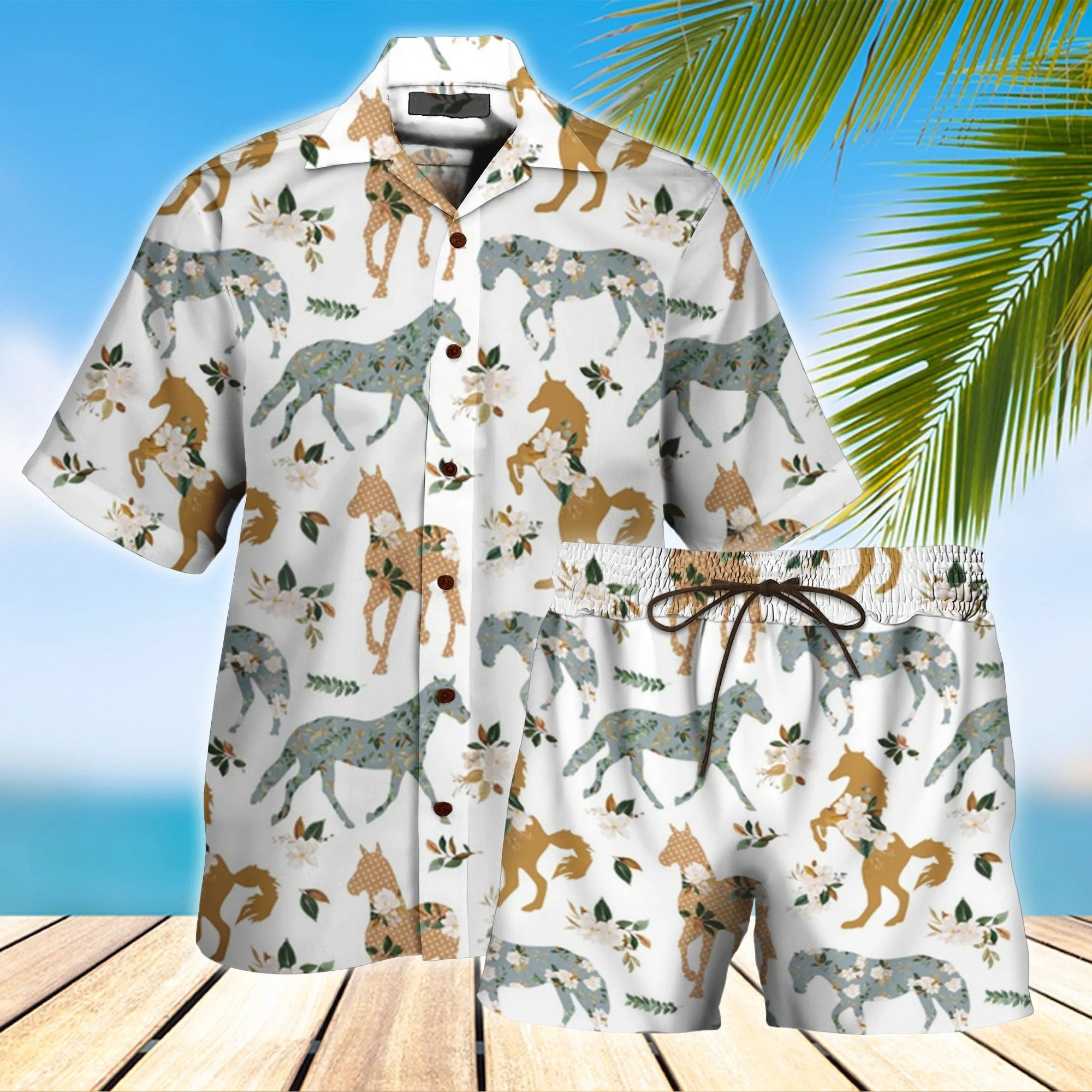 Horse All Over Printed Hawaii Shirt And Short Ha94006