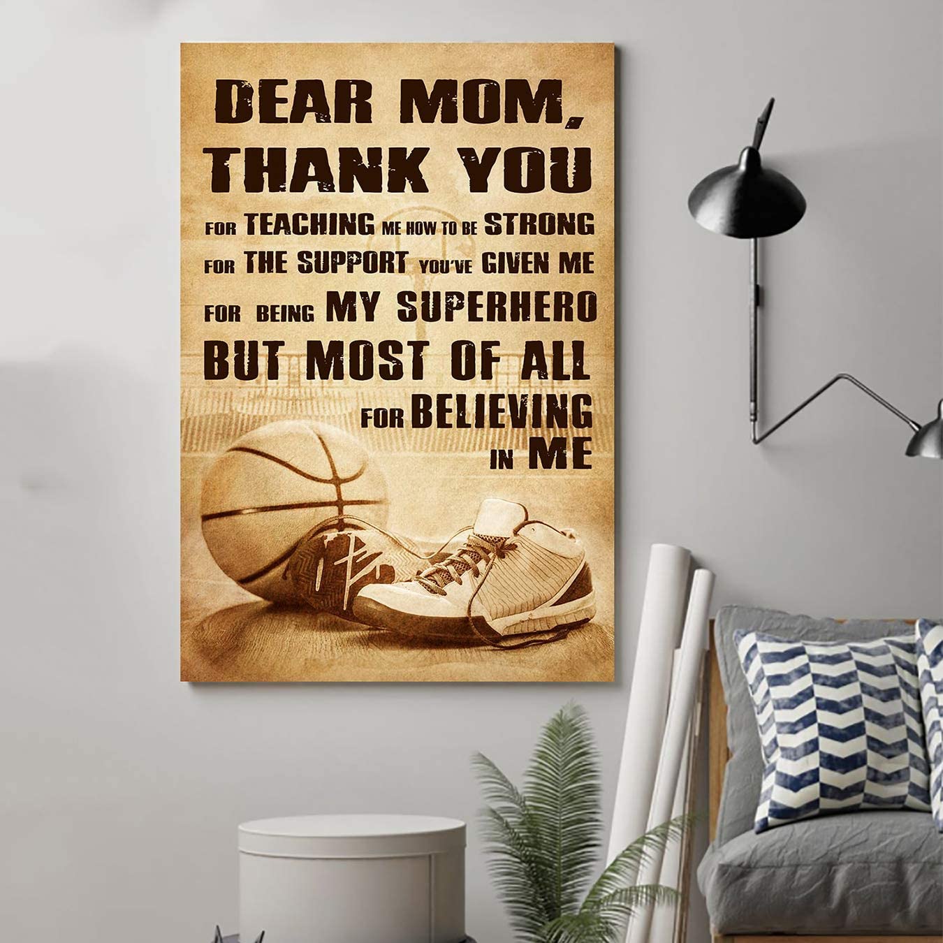 Poster for Room Aesthetic -Command Strips Wall Decor – Ly75 Customizable Basketball Poster – Dear Mom – Thank Your for Teaching Me